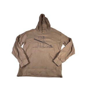 Anglero Hoodie Brooklyn Bridge Sweatshirt Tan Brown Sz XL Cotton Casual Pullover